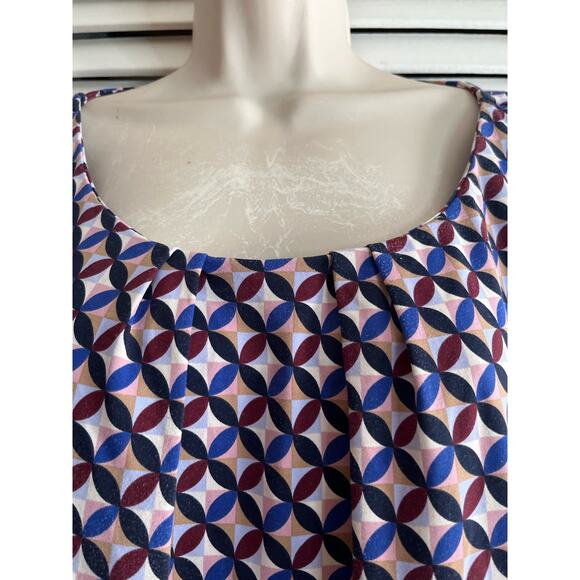 Talbots fall‎ color print knit top 2X 3/4 sleeve 92 nylon 8 spandex scoop neck - Picture 2 of 4